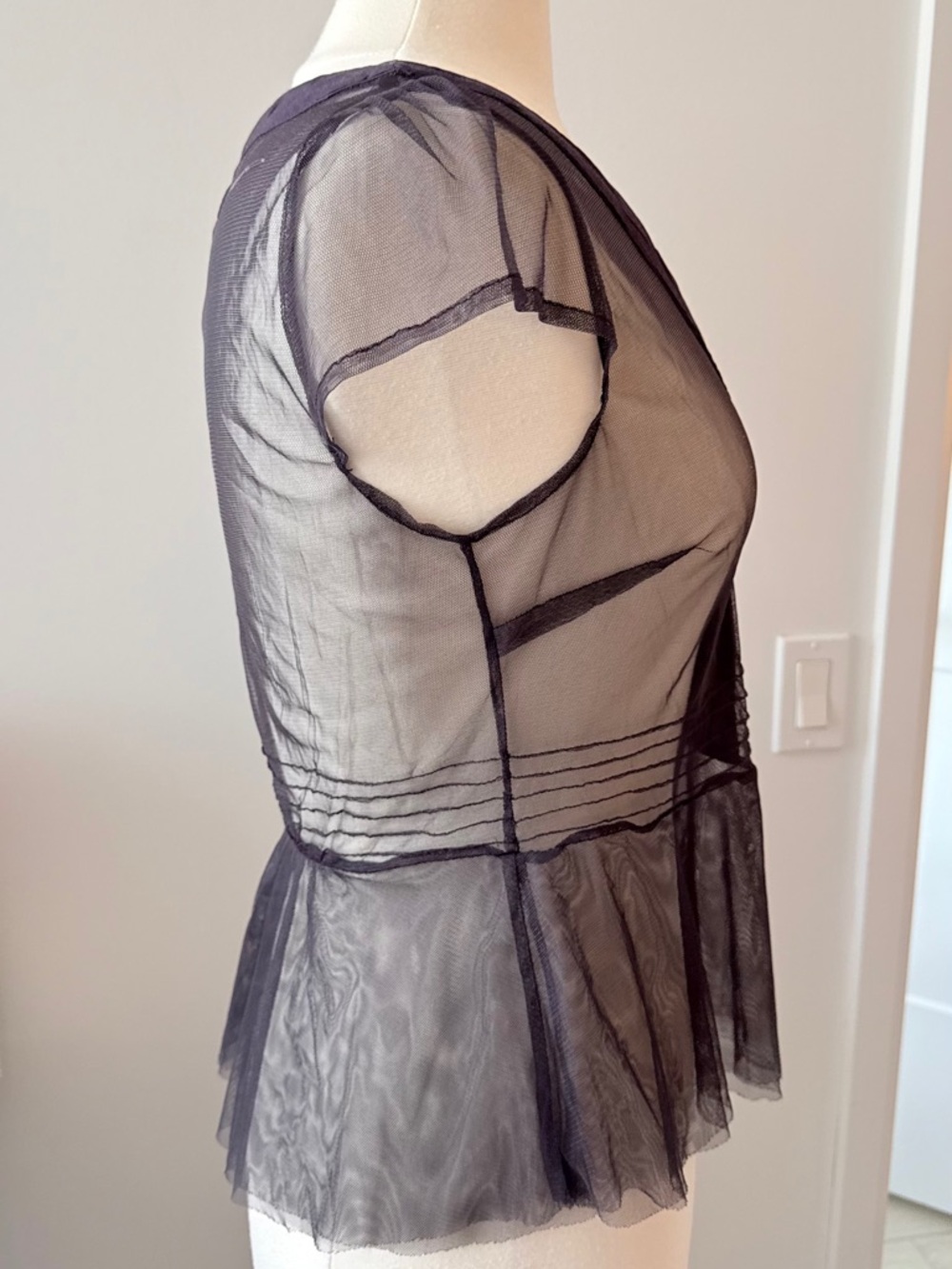 Sheer Plum Mesh Peplum Top – NOA NOA – Size M - Picture 6 of 7